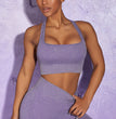 Stone Washed Rib Fitness Pants Women's Zipper Short Sleeve Bra