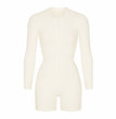High Waisted Zippered Cardigan Insulation Jumpsuit