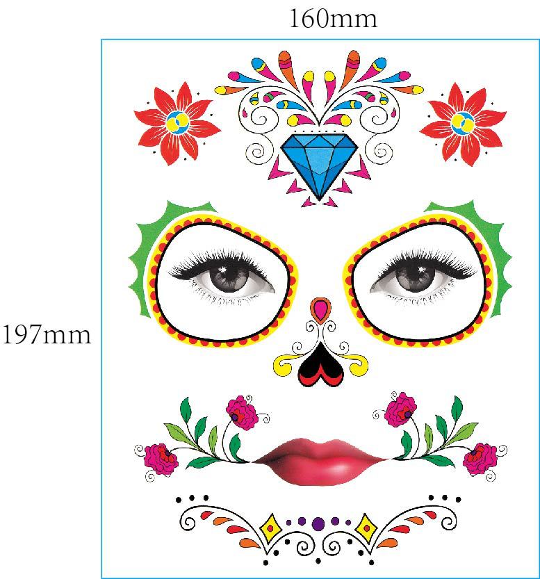 European And American Halloween Face Tattoo Stickers Day Of The Dead