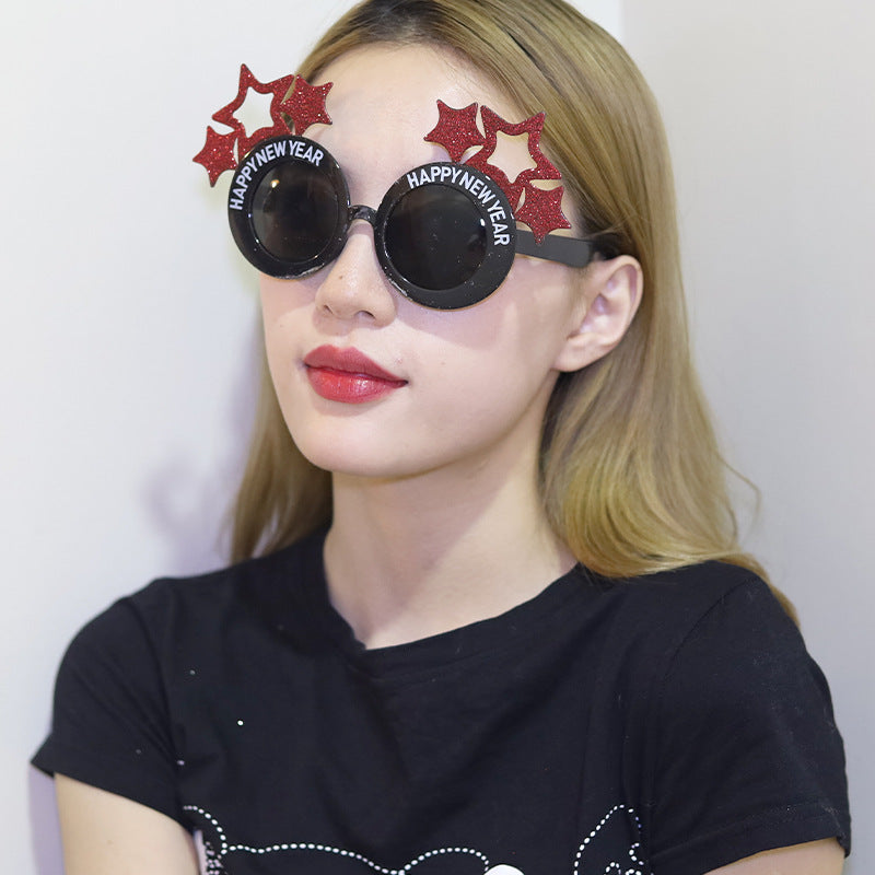 Creative 2024 Happy New Year Party Glasses Supplies Photo Props Holiday Dance Dress Up Funny Glasses