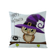Halloween Linen Cute Cartoon Printed Kitten Pumpkin Head Pillow Cover