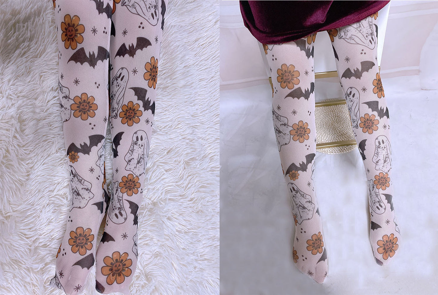 Halloween Children's Printed Mesh Tights Breathable One-piece Socks Ghost Festival Socks