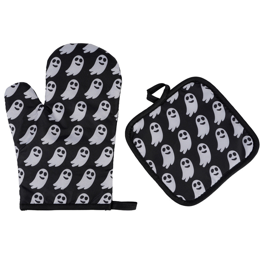 Halloween Pattern Microwave Oven Insulated Gloves