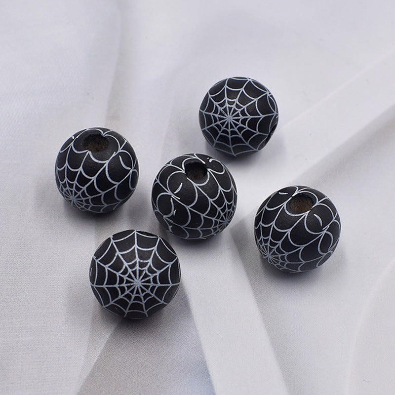 Halloween Spider Web Colored Wood Beads