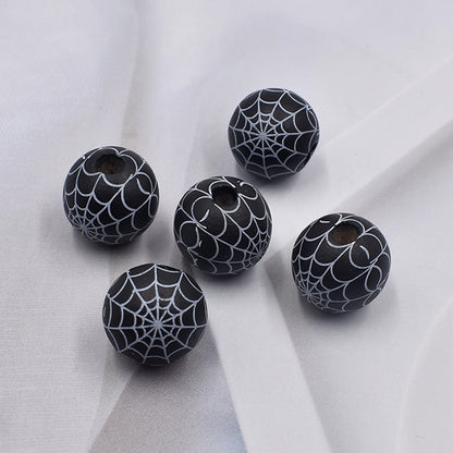 Halloween Spider Web Colored Wood Beads