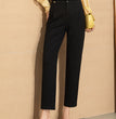 Women's High Waisted Draped Straight Leg Nine Minute Pants
