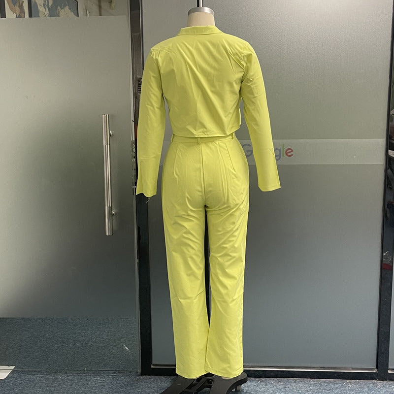Fashion Casual Loose Solid Color Trousers Two-piece Set