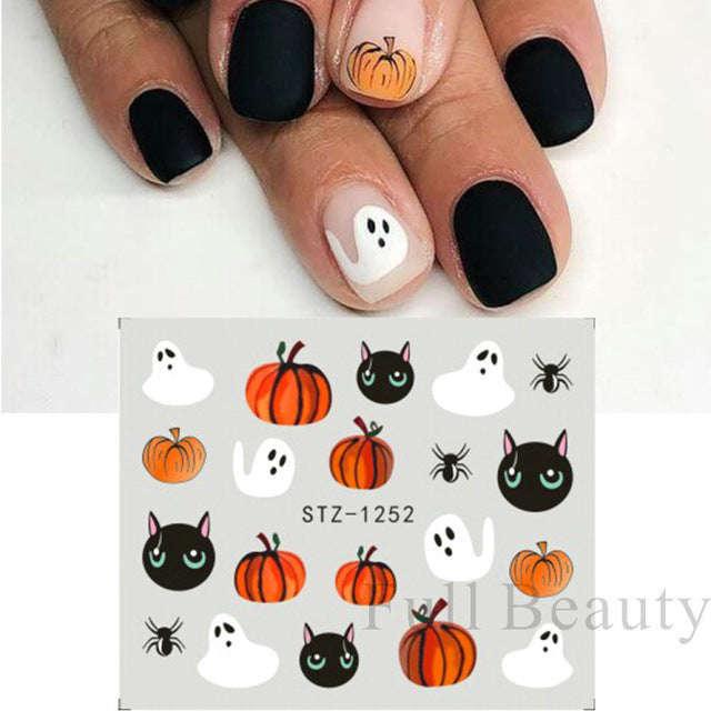 Halloween Pumpkin Nail Sticker Watermark Sticker
