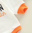 Halloween Alphabet Pumpkin Print Crew Neck Long Sleeve Romper