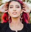 Hollow Moon  Witch Gothic Long Sword Halloween Earrings