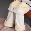 Winter Wide-leg Fleece Trousers For Women Warm Straight-leg Casual Lamb Cashmere Pants Loose Sports Sweatpants