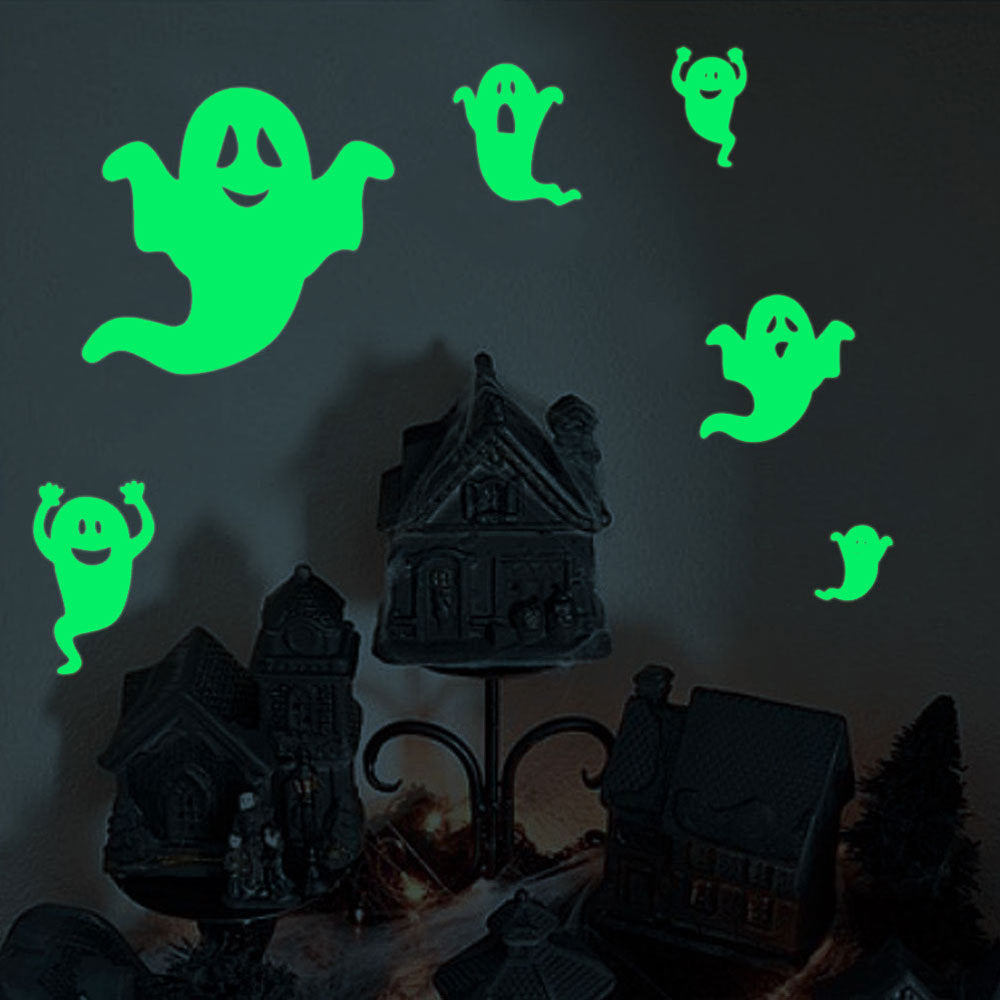Halloween Carved Luminous Stickers Bloodsucking Bat Witch Pumpkin Festival Decoration Fluorescent Sticker