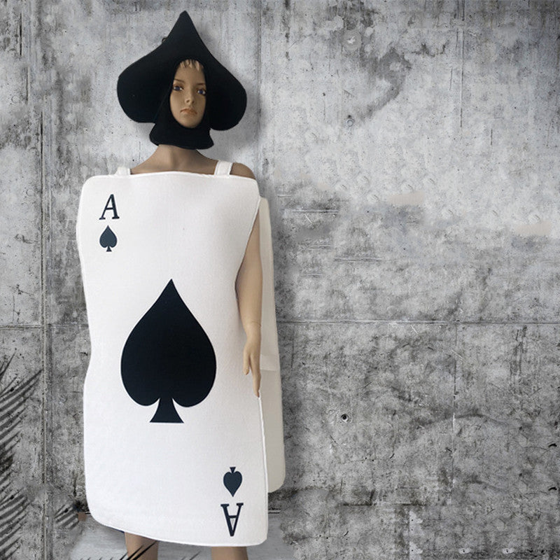 Poker Spades A Suit Halloween Black Hat Clothes Suit
