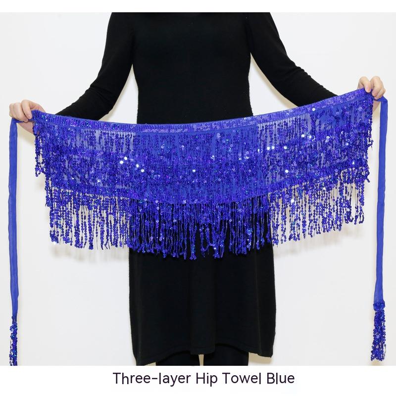 Halloween Belly Dance Costume Sequined Tassel Hip Skirt Waist Scarf