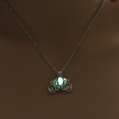 Halloween Pumpkin Cart glow-in-the-dark necklace