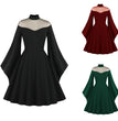 Halloween Black Queen Mesh Flared Sleeves Patchwork Retro Dress