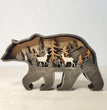 Christmas Decoration Wooden Animal Carving Handcraft Gift Wall Hanging Sculpture 3D Bear Deer Elk Art Decor New Year Ornaments