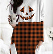Halloween Pumpkin Face Check Print Pocket T-shirt