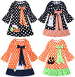 Long Sleeve Girls Halloween Dress Black Pumpkin Ghost