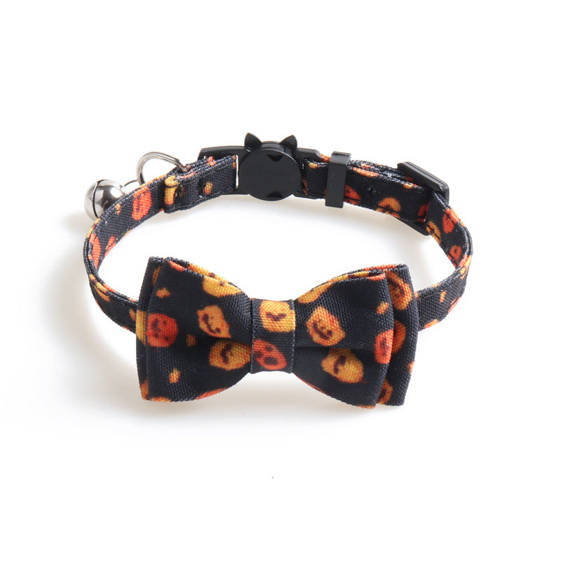Halloween Pumpkin Cat Collar Two Piece Set Kitten Collar Saliva Bib