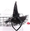 Halloween Decoration Witch Hat Headband, Masquerade Show Lace Sequin Hat Headband