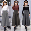 Autumn Japanese Woolen Slimming High Waist Plaid Large Swing Dress