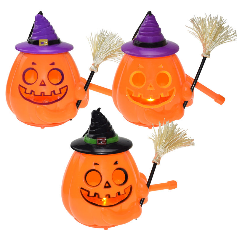 Halloween Pendant Broom Pumpkin Lantern Light Music Tricky Funny Bar Playground Decorative Lantern