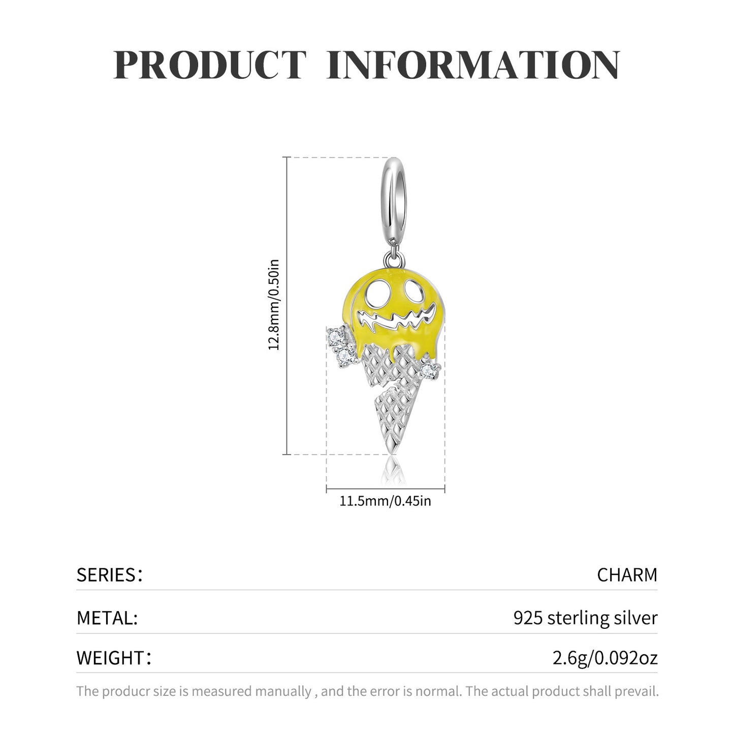 Original Design Pumpkin Ice Cream Pendant Halloween Series Diy Beaded Bracelet Accessories 925 Sterling Silver Drops