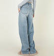High Waist Loose Retro Brushed White Neutral Daddy Denim Trousers For Women