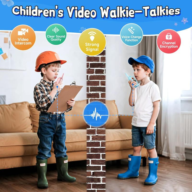 PAXA Video Walkie Talkies for Kids, Handheld 2 Pack Rechargeable Video Intercom Kids Walkies Talkies, Indoor Outdoor Toys for Family Games, Outside, Camping, Hiking for Boys Girls Ages 3-12, Christmas Gift, Birthday Gift, New Year Gift