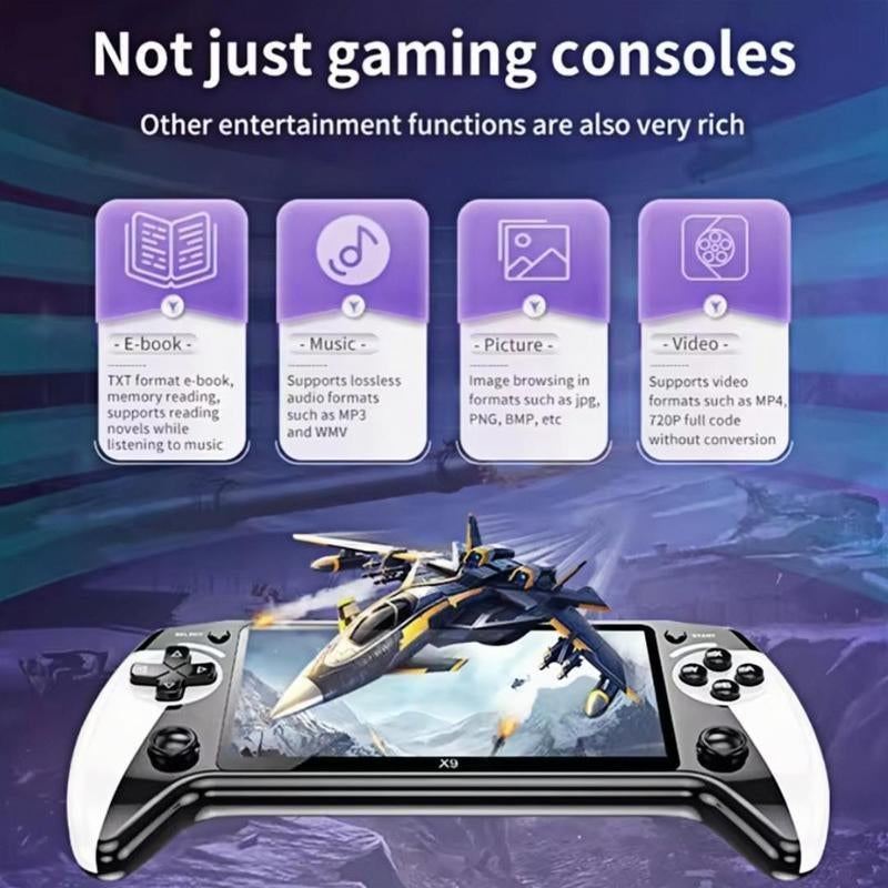 (Pocket Gaming) X9 Handheld Game Console, Portable Game Console, Suitable for Home and Travel, Protective Case, Gaming Products, Controller Grip, Durable Joystick Protection Rechargeable
