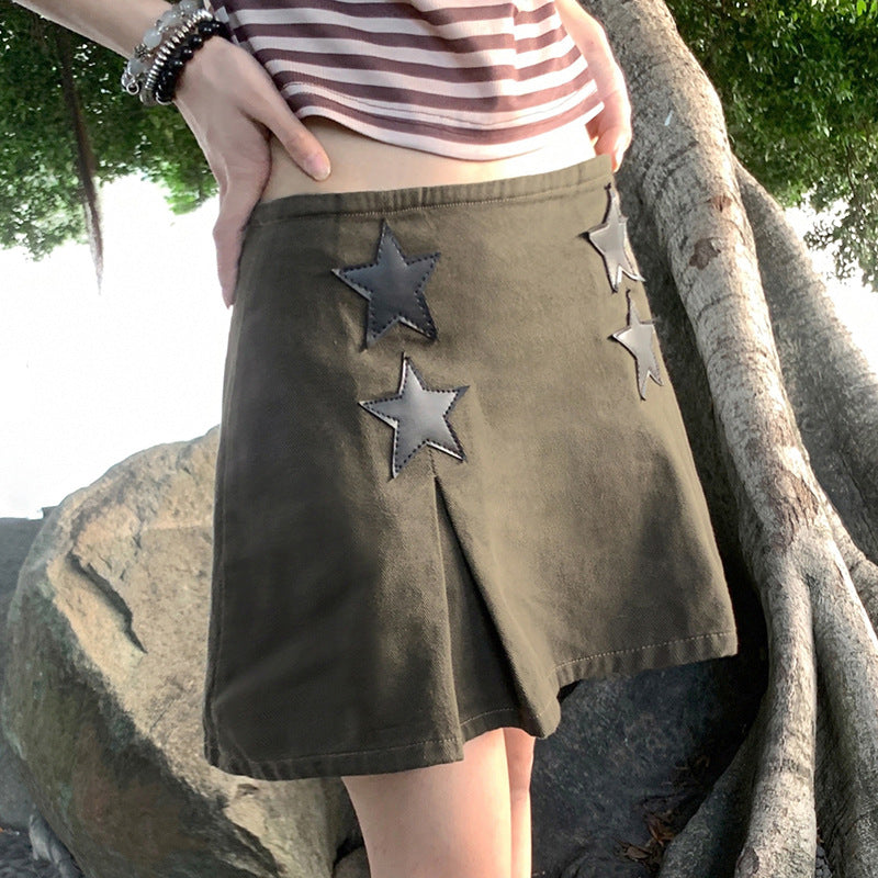 Niche High Waist Slimming A- Line Pleated Short Skirt For Women