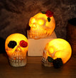 Skull Lamp Resin Ghost Skeleton Head LED Electronic Candle Light Haunted House Halloween Party Scene Props Lamp