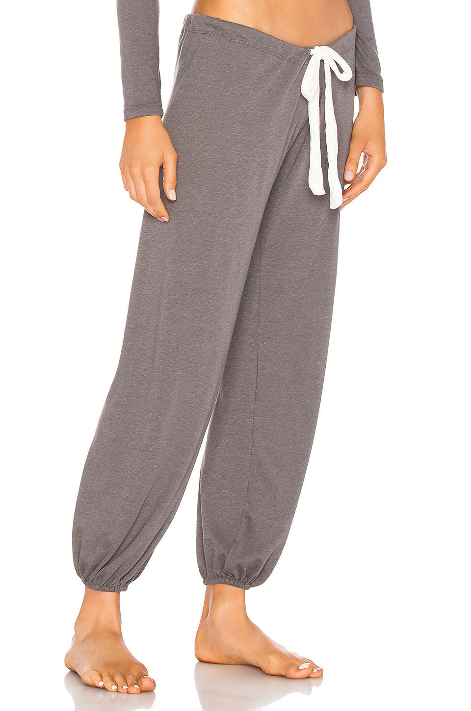 Women's Cotton Skin-friendly Lace-up Waist Ankle Banded Pants