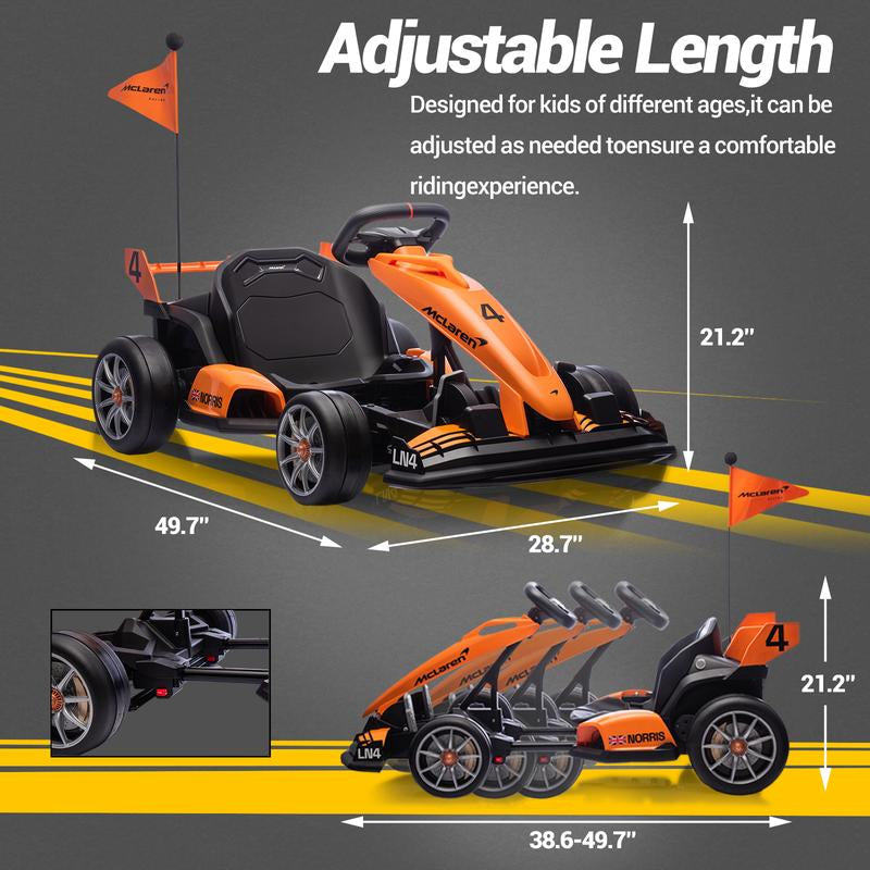 First Ride on 24V/36V Kids Electric Drift Go Kart 7.5MPH Ride on Race Car with Adjustable Seat Dual 200W Motors Fast Fun Toy for Boys - Trike, Black Friday & Cyber Monday, Christmas Gift for Kids