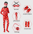 Kids Ladybug Costume Dress Up Cosplay Black Spot Red Jumpsuit 5Pcs Sets For Halloween Carnival Masquerade Fantasy