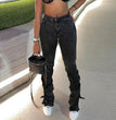 Women's Street Fashion Hem Slit Jeans