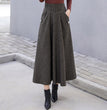 Autumn Japanese Woolen Slimming High Waist Plaid Large Swing Dress