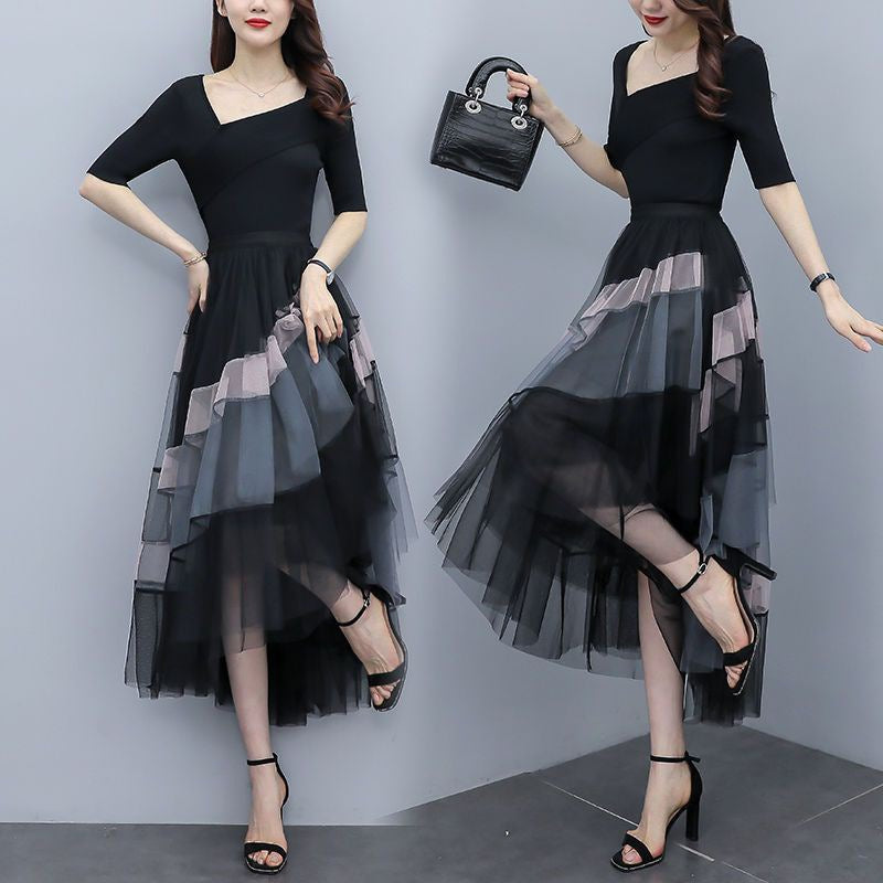 New Women's Summer Adult Lady Like Woman Western Style Youthful-looking Lightly Mature Fashion Tulle Skirt