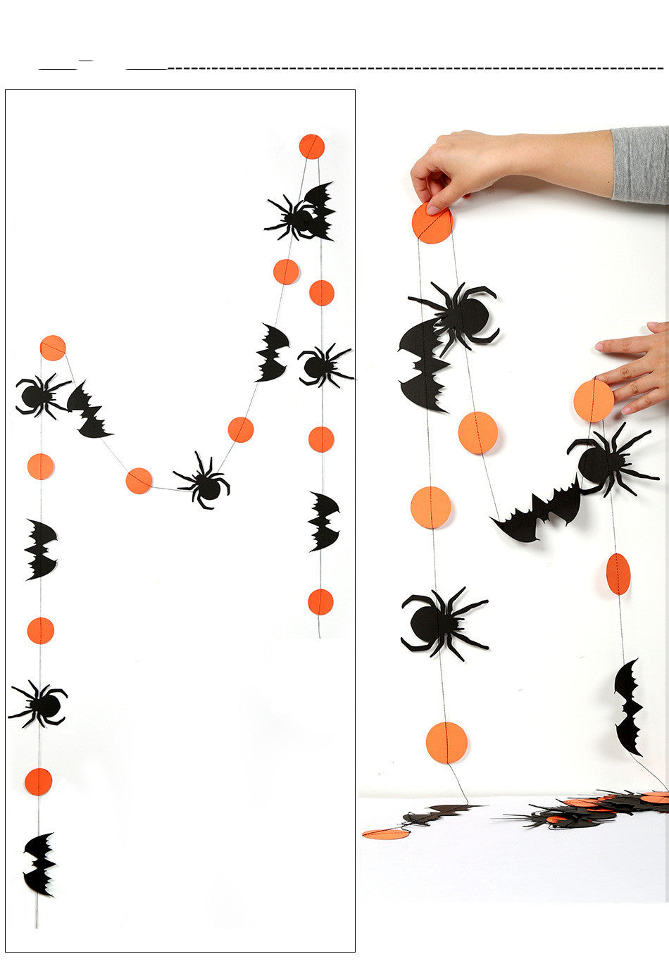 Long Black Orange Disc Halloween Paper Garland Pendant Pendant