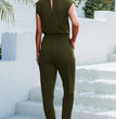 Solid Color Sleeveless Style Casual Jumpsuit