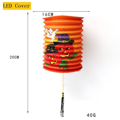 Halloween Pumpkin Paper Lantern Scene Props Ghost Festival Products KTV Bar Window Layout LED Lampshade Decoration