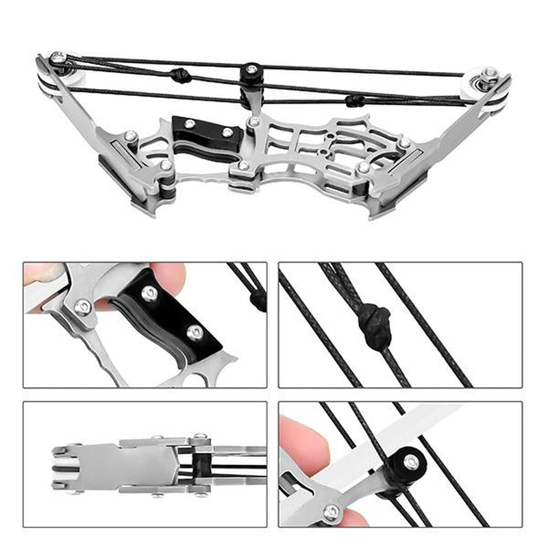 3-Size Mini Stainless Steel Compound Bow & Arrow Set with Pulley System for Beginners Indoor/Outdoor Fun LH/RH Use Ultimate Gift for Teens & Adults