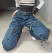 Trend Straight Leg Multi-pocket Jeans Design