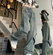 High Waist Loose Drooping Width Slightly Flared Jeans