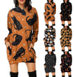 Halloween Theme Printed Casual Loose Mid-length Dress