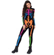 New Halloween Colorful Human Skeleton Print Jumpsuit