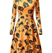 Halloween Pumpkin Print Long Sleeve Dress