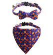 Halloween Pumpkin Cat Collar Two Piece Set Kitten Collar Saliva Bib