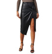 Women's Split Mid-length Hot Girl Leather Hip Skirt